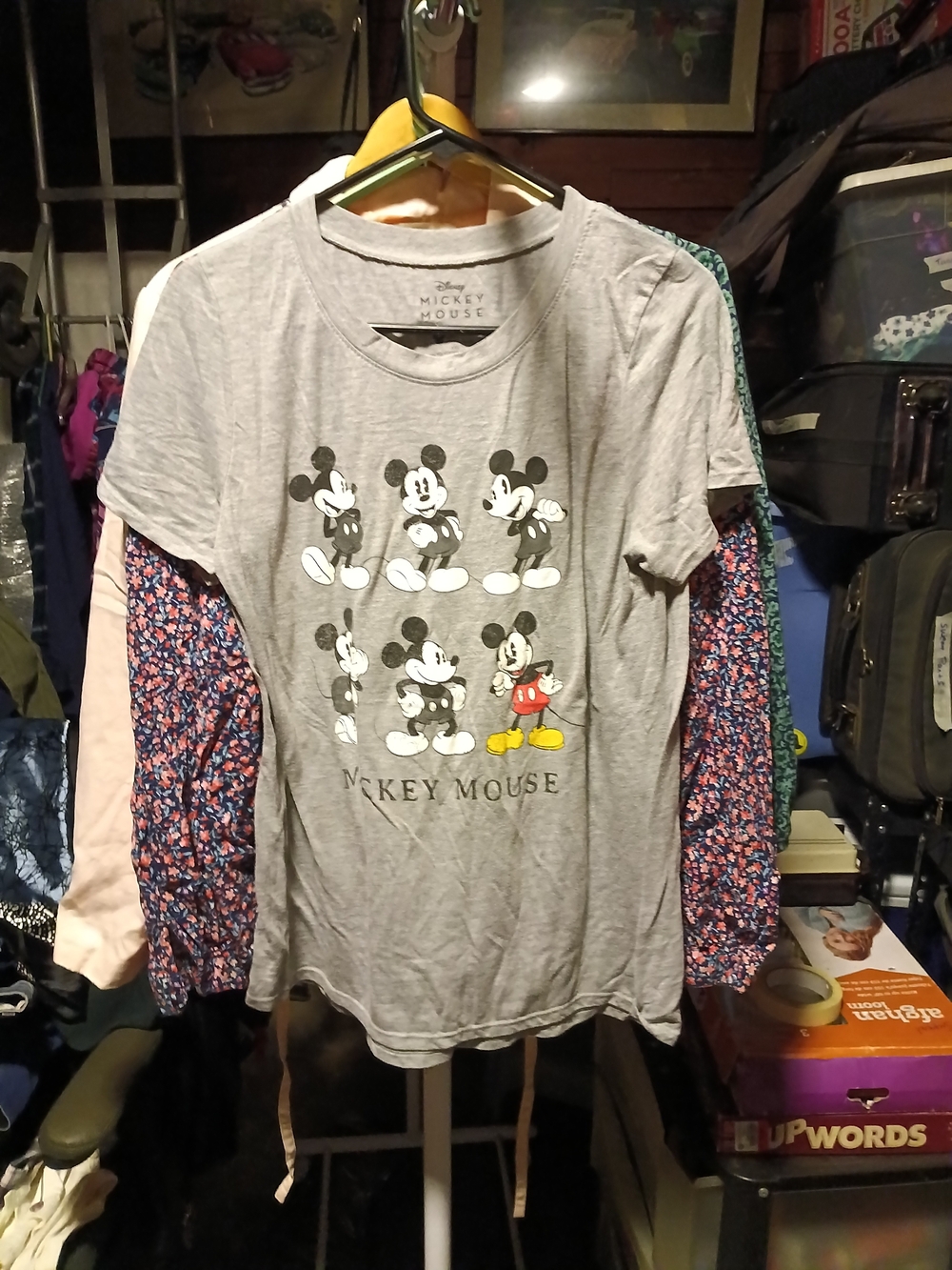 Disney Gray Mickey Mouse Graphic Tee with Yellow & Red Accents